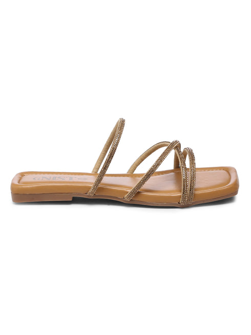 GNIST Gold Rhinestone Embellished Flats